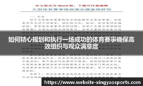 如何精心规划和执行一场成功的体育赛事确保高效组织与观众满意度